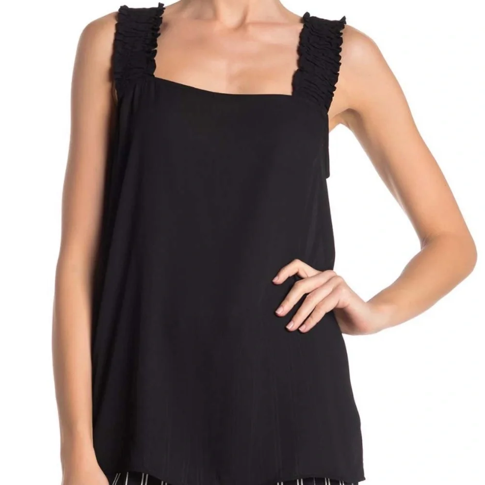 NWT Pleione Square Neck Smock Sleeve Tank Black XS - Picture 1 of 5